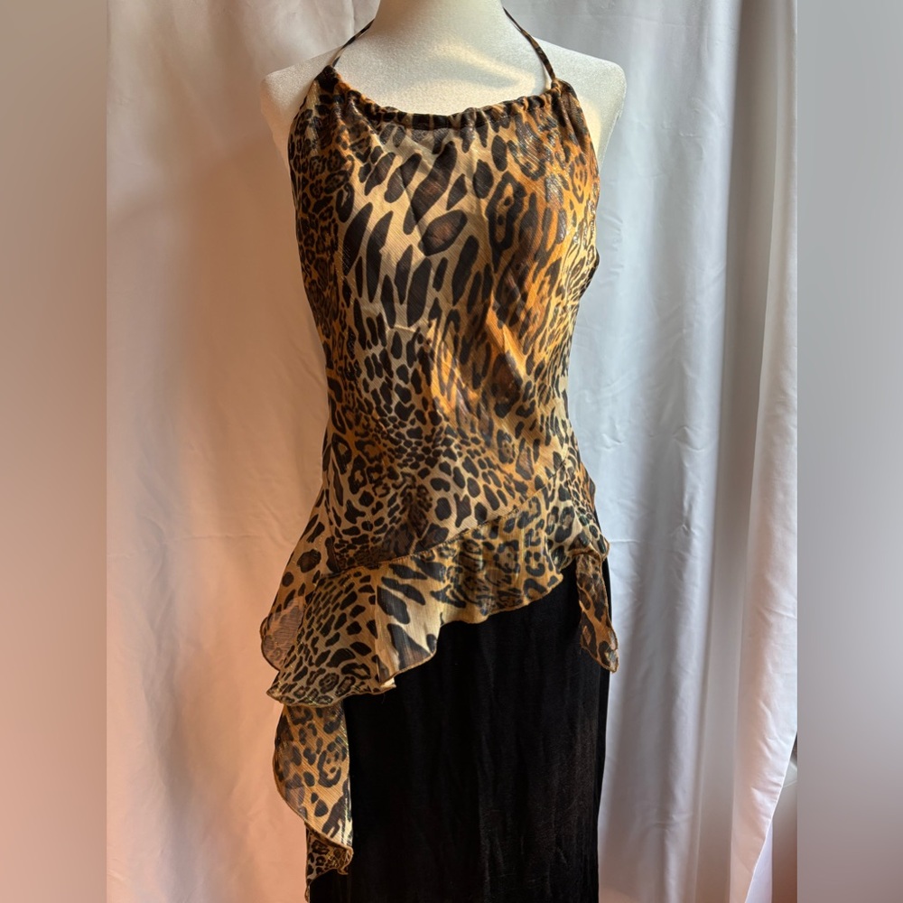 DKNY Animal Print Ruffled Blouse